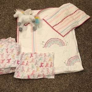 Pottery Barn rainbow/unicorn twin bedding